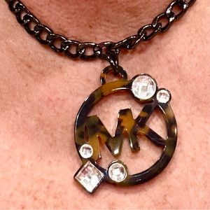 💋 Michael Kors Black Tiger Eye Emblem Necklace.